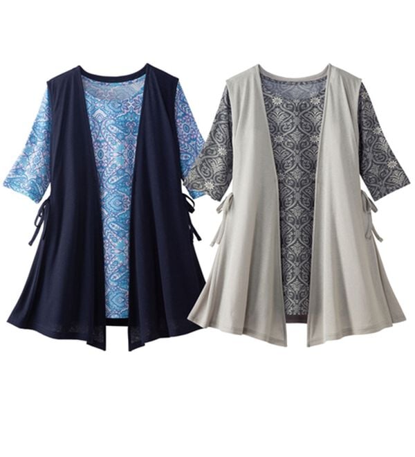 ルフラン（ルフラン）の「【２色組】サラリとお出かけ！ジレアンサンブル（ジレ）」｜2色組