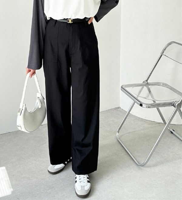 GeeRA（ジーラ）の「コットンワイドベイカーパンツ（フルレングスパンツ）」｜詳細画像