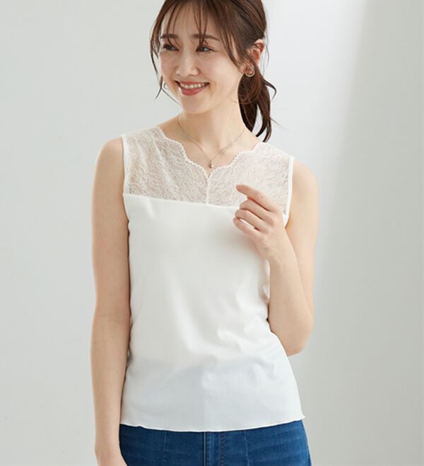 BELLUNA（ベルーナ）の「レース素材カップ付タンクトップ（タンクトップ・キャミソール）」｜詳細画像