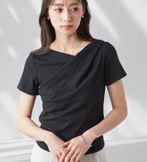 RANAN（ラナン）の「【ひんやり／着映え】上品ドレープリブＴシャツ（カットソー）」