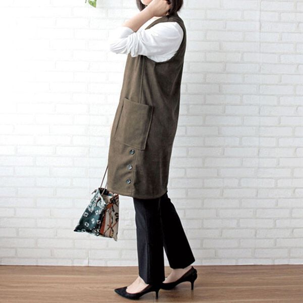 BELLUNA（ベルーナ）の「スエード調素材ボタン使いジャンパードレス（チュニック）」｜詳細画像