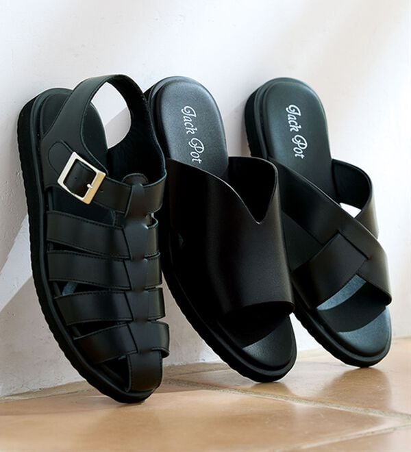 「＜大和の匠＞国産牛革サンダル（メンズサンダル）」｜詳細画像