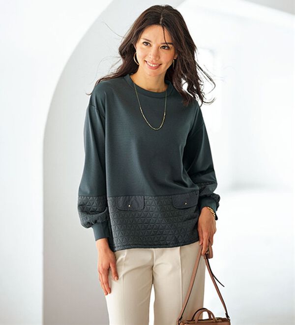 BELLUNA（ベルーナ）の「キルト切替スピンドル使いプルオーバー（カットソー）」｜詳細画像