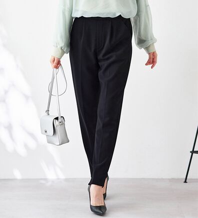 BELLUNA（ベルーナ）の「裏起毛ジョーゼット素材テーパードパンツ（テーパードパンツ）」