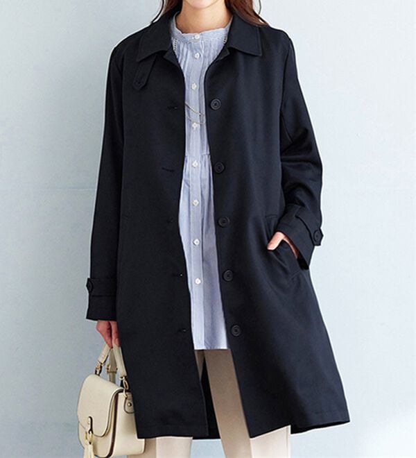 BELLUNA（ベルーナ）の「花粉対策！ライナー付ステンカラーコート（ロングコート）」｜ネイビー