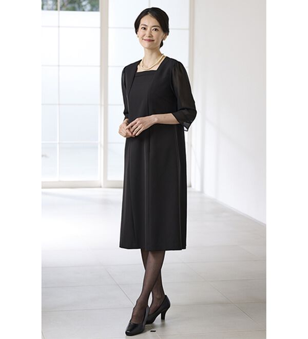 BELLUNA（ベルーナ）の「洗えるストレッチ！ロングジャケットワンピースアンサンブル（ブラックフォーマル（喪服・礼服））」｜詳細画像