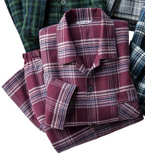 「日本製わたに包まれる無撚糸パジャマ（メンズルームウェア）」｜ワイン