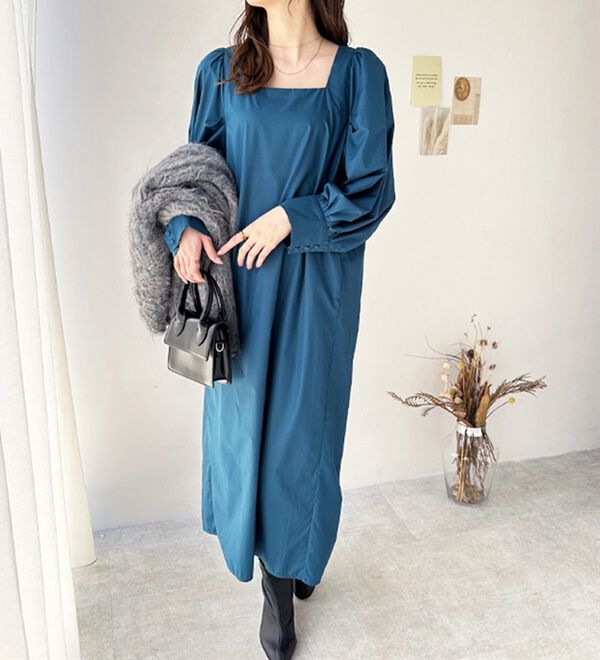 GeeRA（ジーラ）の「スクエアネックロングワンピース（ロングワンピース）」｜詳細画像