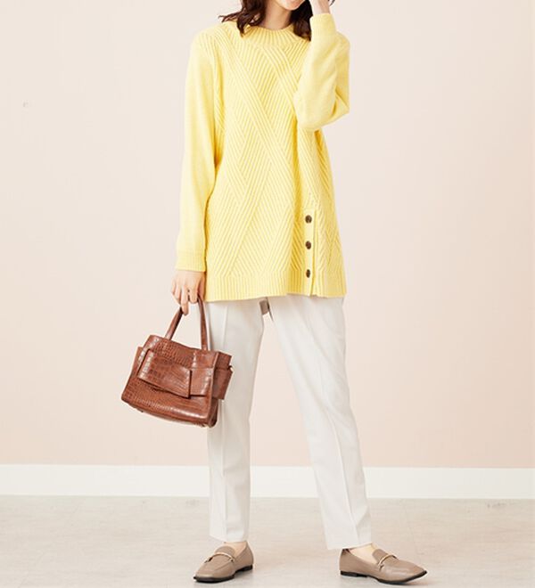 BELLUNA（ベルーナ）の「編地切替サイドボタンチュニック（チュニック）」｜詳細画像