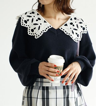 GeeRA（ジーラ）の「レース衿付ニット（ニット・セーター）」