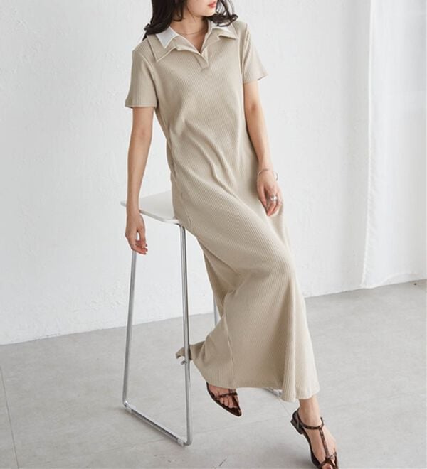 RANAN（ラナン）の「ダブルカラーリブワンピース（カットソーワンピース）」｜詳細画像