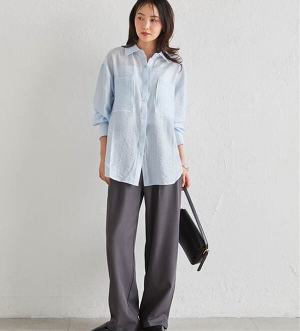 RANAN（ラナン）の「配色パイピングシアーシャツ（シャツ）」｜詳細画像