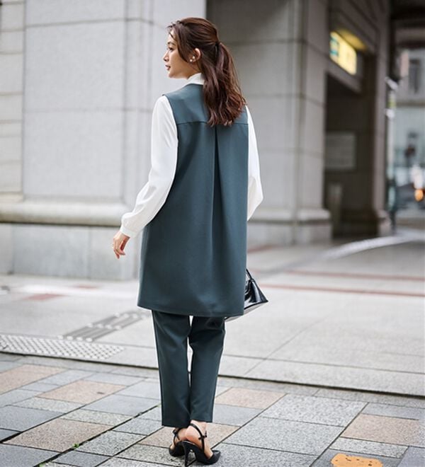 RANAN（ラナン）の「【２点セット】防シワ！ロングジレセットアップ（パンツスーツ）」｜詳細画像