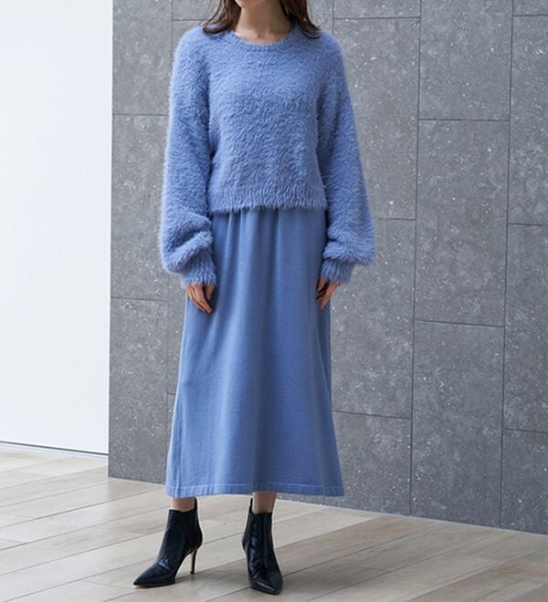 RANAN（ラナン）の「フェザーニットワンピースアンサンブル（ニットワンピース）」｜ダスティブルー