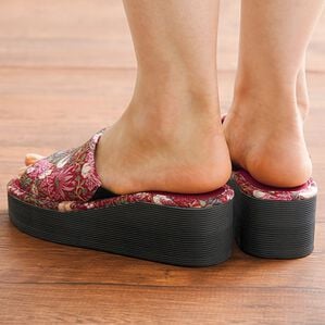 「モリスワールドコレクション厚底スリッパ（スリッパ・ルームシューズ）」｜ワイン