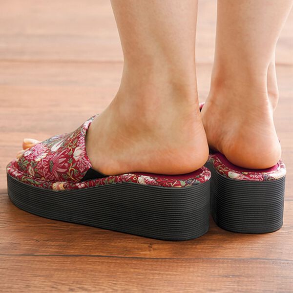 「モリスワールドコレクション厚底スリッパ（スリッパ・ルームシューズ）」｜ワイン