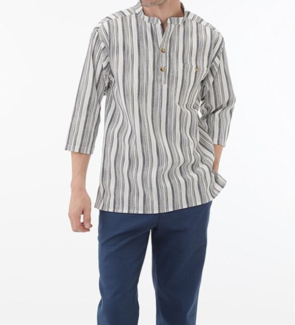 「ざっくり木綿のゆったりリラックスシャツ（メンズシャツ）」｜詳細画像