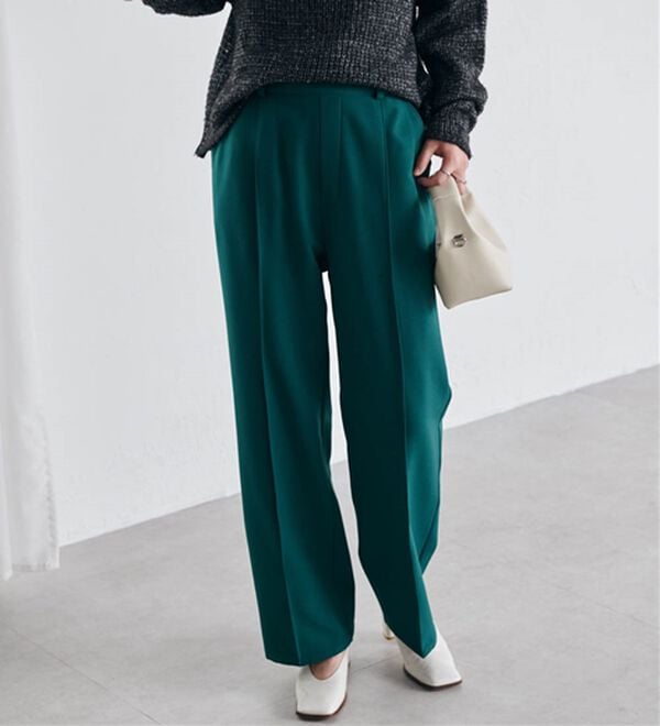 RANAN（ラナン）の「裏起毛美脚シルエットピンタックワイドパンツ（フルレングスパンツ）」｜詳細画像