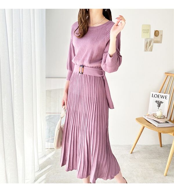 GeeRA（ジーラ）の「前後２ＷＡＹプリーツニットワンピース（ニットワンピース）」｜詳細画像