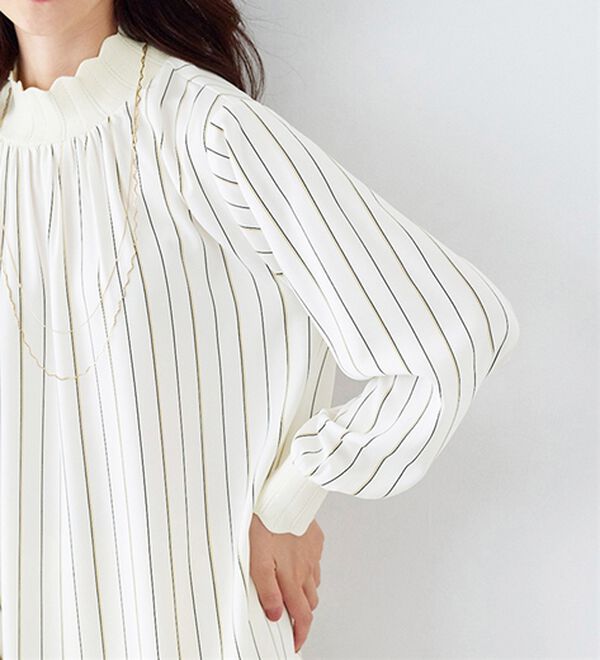 BELLUNA（ベルーナ）の「衿＆袖ニット使い美人顔ブラウス（ブラウス）」｜詳細画像