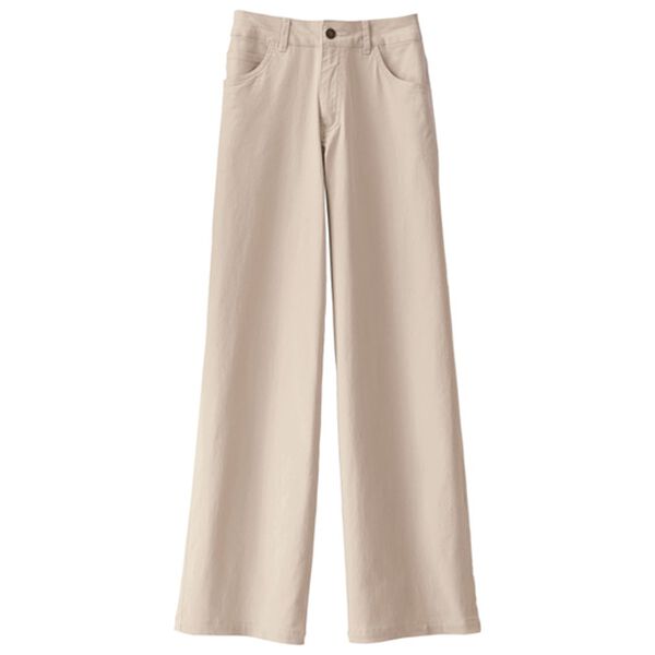 BELLUNA（ベルーナ）の「ぐんぐん伸びるデニムパンツ　ワイド（フルレングスパンツ）」｜オフベージュ