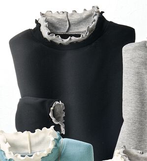 BELLUNA（ベルーナ）の「重ね着風フリル衿プルオーバー（カットソー）」｜黒&times;杢グレー