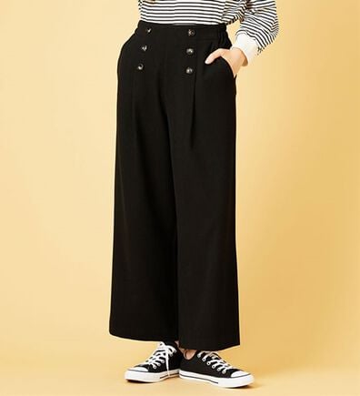 BELLUNA（ベルーナ）の「サマ見え（スーパーウォーム）ウール調ボタン使いワイドパンツ（ワイドパンツ・ガウチョ）」