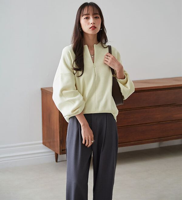 RANAN（ラナン）の「ハーフジップスウェットライクニット（ニット・セーター）」｜詳細画像