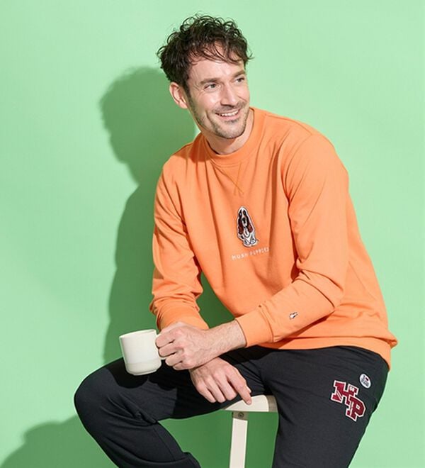 「＜ハッシュパピー＞ブランドデザイン裏毛トレーナー・パンツ（メンズルームウェア）」｜詳細画像