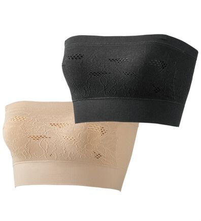 「【２色組】ズレにくい花柄メッシュチューブブラ（ブラジャー）」