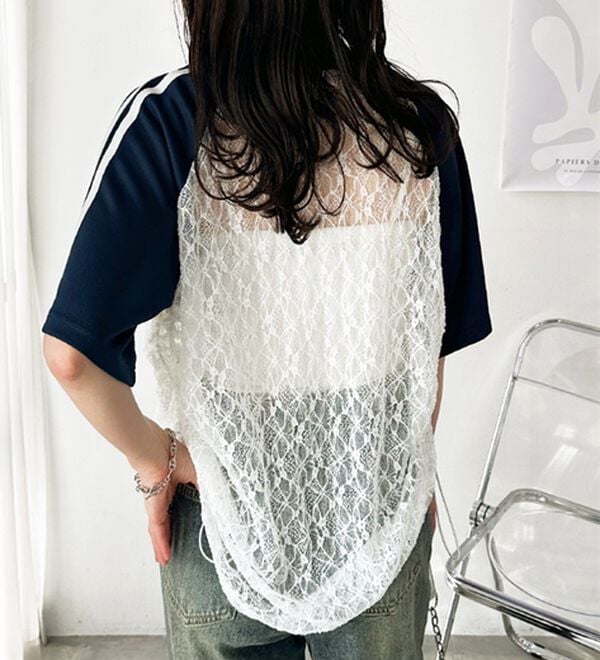 GeeRA（ジーラ）の「レース切替ナンバーロゴＴシャツ（カットソー）」｜詳細画像