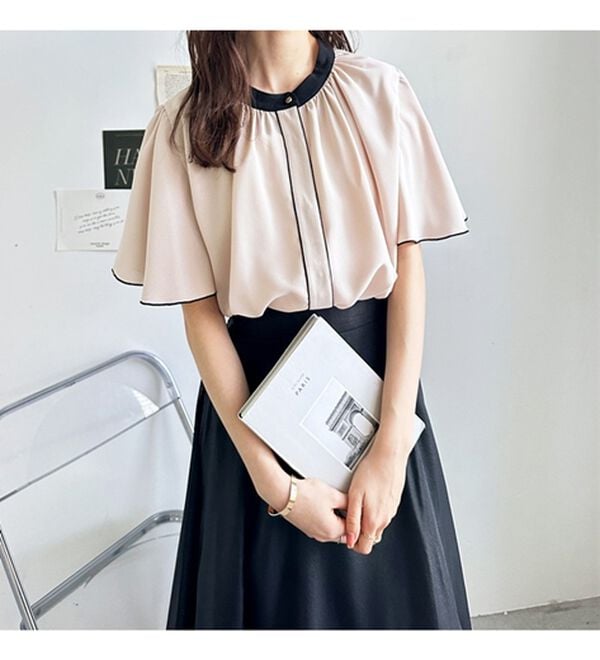 GeeRA（ジーラ）の「前後２ＷＡＹ配色フレアー袖ブラウス（ブラウス）」｜詳細画像