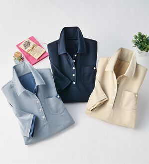 ルフラン（ルフラン）の「【３色組】ストライプ編サラらくプルオーバー（カットソー）」｜詳細画像