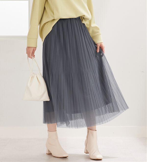 BELLUNA（ベルーナ）の「チュール素材プリーツスカート（ロングスカート）」｜詳細画像
