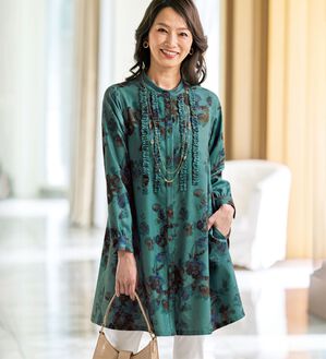 BELLUNA（ベルーナ）の「《体のラインを拾わない》コーデュロイ素材ぼかし調花柄チュニック（チュニック）」｜詳細画像