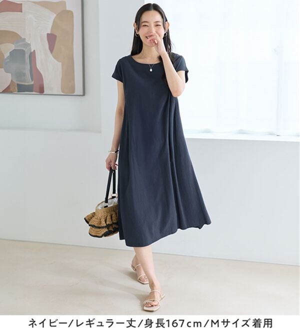 Viola e Viola（ヴィオラ エ ヴィオラ）の「【選べる２丈】綿１００％タック使いワンピース＜Ｓ～４Ｌ＞（チュニックワンピース）」｜詳細画像