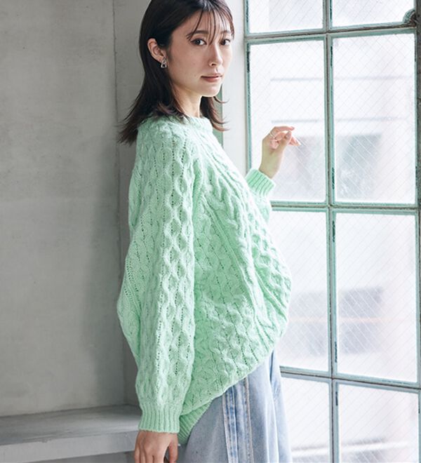 paper knit wrap スカート グリーンティー S（ラップボリューム  