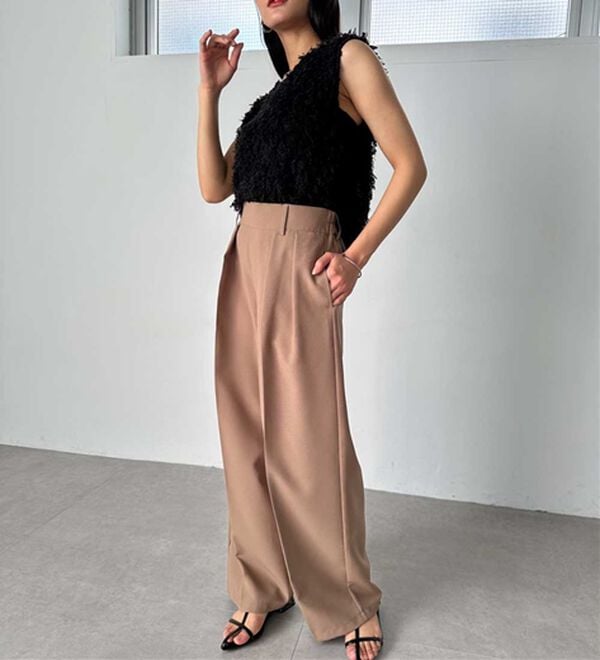 RANAN（ラナン）の「【選べる股下】きれい見え２タックワイドスラックス（ワイドパンツ・ガウチョ）」｜詳細画像