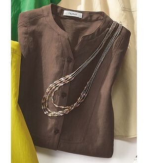 ルフラン（ルフラン）の「麻調素材のひんやりブラウス（ブラウス）」｜ブラウン