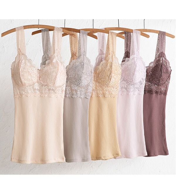 「【５色組】綿１００％おしゃれブラキャミ（肌着・インナーウェア）」｜5色組