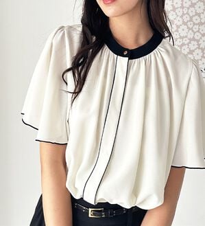 GeeRA（ジーラ）の「前後２ＷＡＹ配色フレアー袖ブラウス（ブラウス）」｜詳細画像