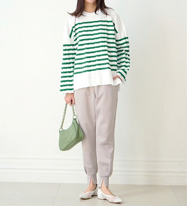 RANAN（ラナン）の「プリーツ風ボーダーニット（ニット・セーター）」｜詳細画像