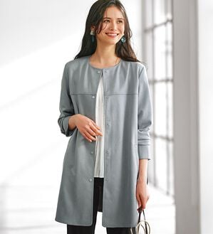 BELLUNA（ベルーナ）の「スエード調ノーカラーロング丈ジャケット（ノーカラージャケット）」｜詳細画像