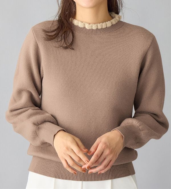 alotta（アロッタ）の「毛布のように温かい　裏シャギーパフ袖ニット（ニット・セーター）」｜詳細画像