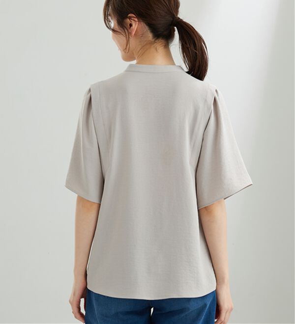 BELLUNA（ベルーナ）の「【快適Ｌａｂ．】お手入れ楽々ビンテージ調素材ブラウス（ブラウス）」｜詳細画像