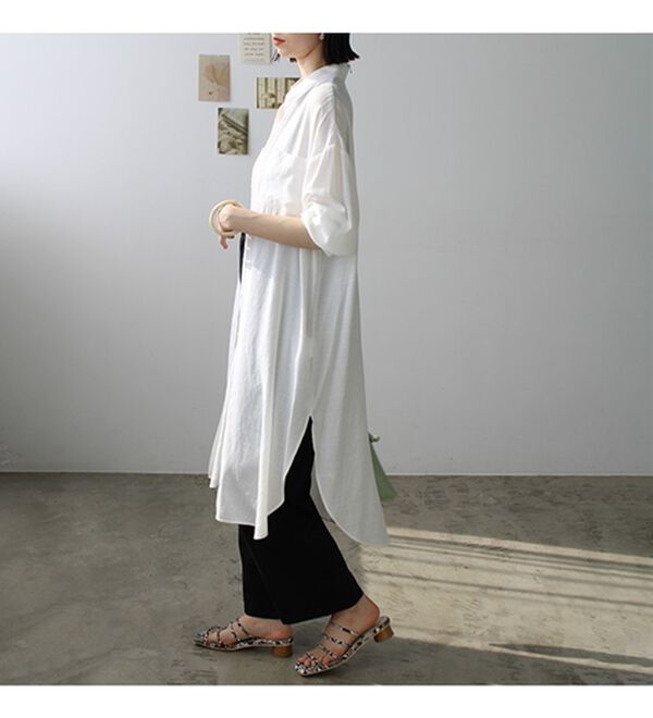 GeeRA（ジーラ）の「スリット入りロングシャツワンピース（シャツワンピース）」｜詳細画像