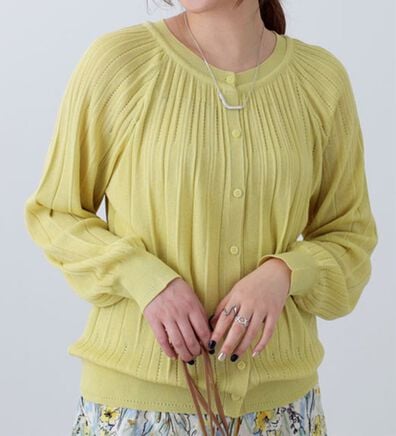 BELLUNA（ベルーナ）の「ラグラン使いプリーツカーディガン（ニットカーディガン）」