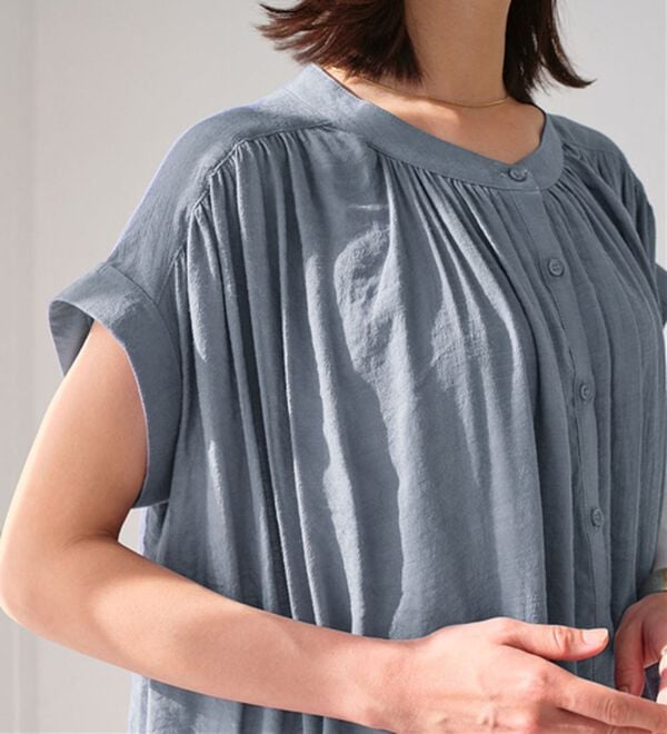 Viola e Viola（ヴィオラ エ ヴィオラ）の「【接触冷感】スラブ素材ギャザーワンピース（その他ワンピース）」｜詳細画像