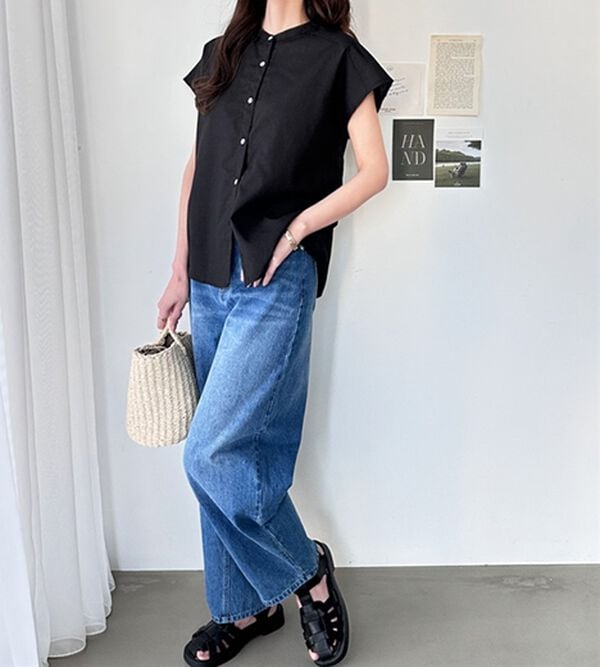 GeeRA（ジーラ）の「綿タッチフレンチスリーブブラウス（ブラウス）」｜詳細画像