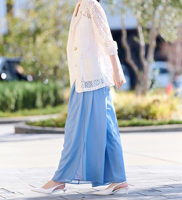 RANAN（ラナン）の「ひんやり！サイドスリットシフォンパンツ（フルレングスパンツ）」｜詳細画像